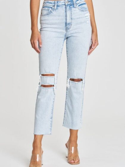 Reign High Rise Distressed Straight Jeans - SALE