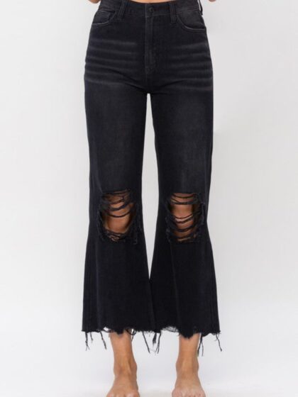 Happy Place 90's Crop Flare Jeans - Black