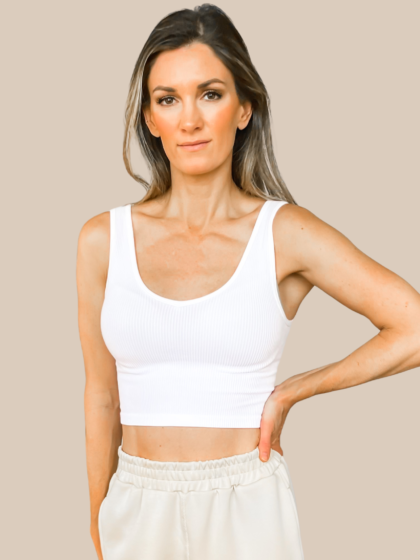 Luna Seamless Crop Top - White