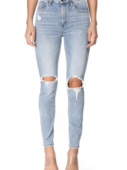 Make You Wait Light Wash Distressed Skinny Jeans - FINAL SALE