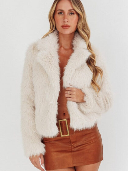 Serena Faux Fur Jacket - Cream