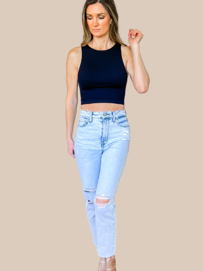 Back To Basics Knit Crop Top - Black
