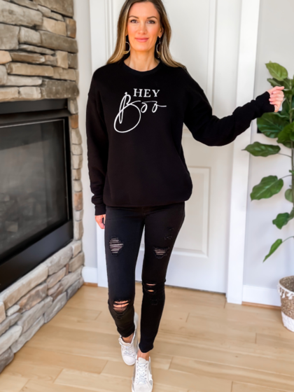 Hey Boo Black Sweatshirt