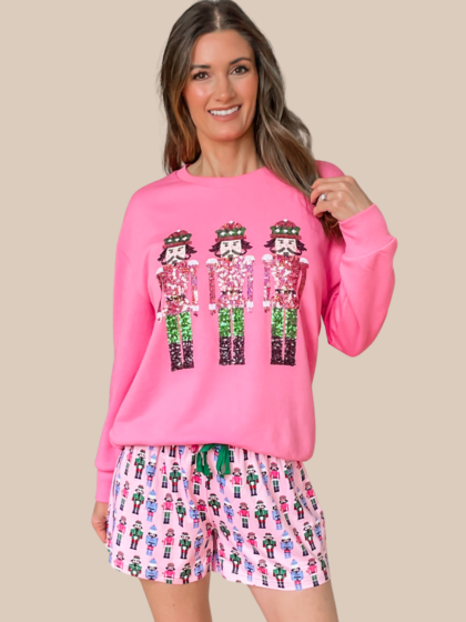 Nutcracker Dance Pink Sequin Sweatshirt