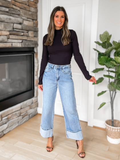 Emily High Rise Cuff Straight Jeans