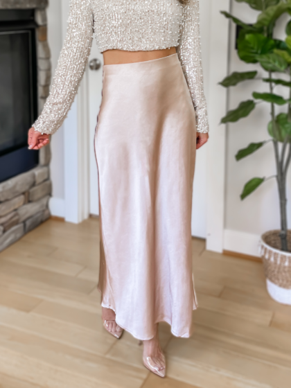 Date Night Maxi Skirt - Champagne